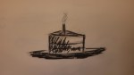 casual poetry april 2025 featured sketch of a piece of cake